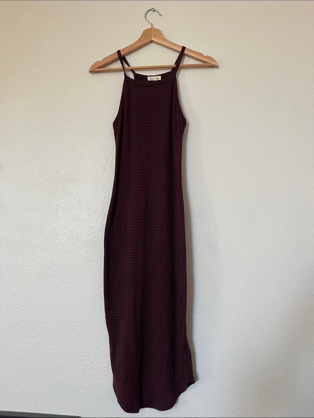 Urban Outfitters Silence and Noise Burgundy Striped Maxi Bodycon Dress